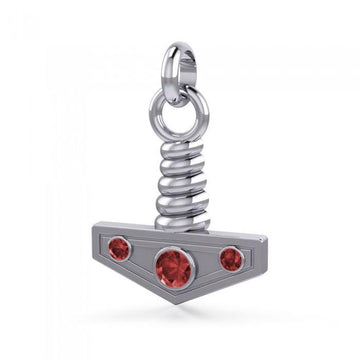 Thor's Hammer with Gems Silver Pendant TPD1117 - Jewelry